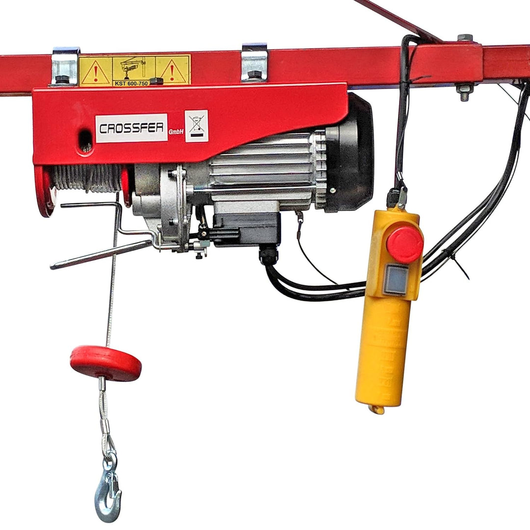CROSSFER PA600A Elektrischer Seilhebezug 230Volt für 300kg/600kg Last Seilwinde mit Umlenkrolle als