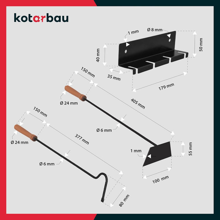 KOTARBAU® Kaminbesteck Schwarz Modern Ofenbesteck Kaminofen Zubehör Kamingarnitur Set Bürste Schaufe