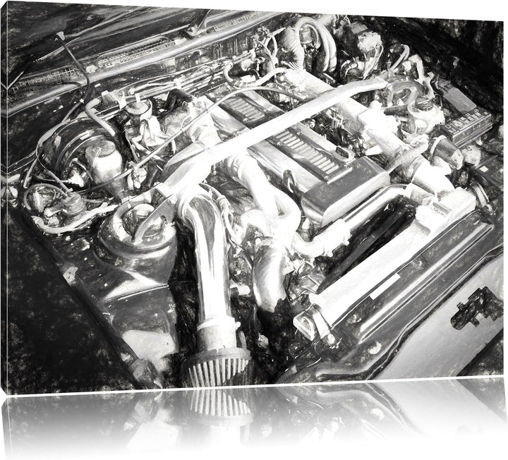 Pixxprint Motorblock 100x70cm Leinwandbild Wandbild Kunstdruck, 100x70