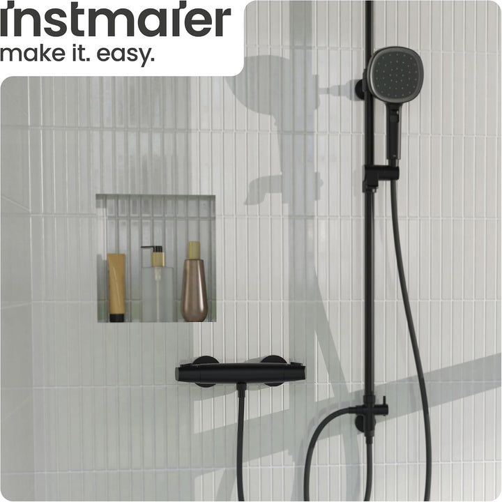 instmaier Beatrice | Duscharmatur mit Thermostat | Schwarz matt | Duschthermostat für Badewanne und