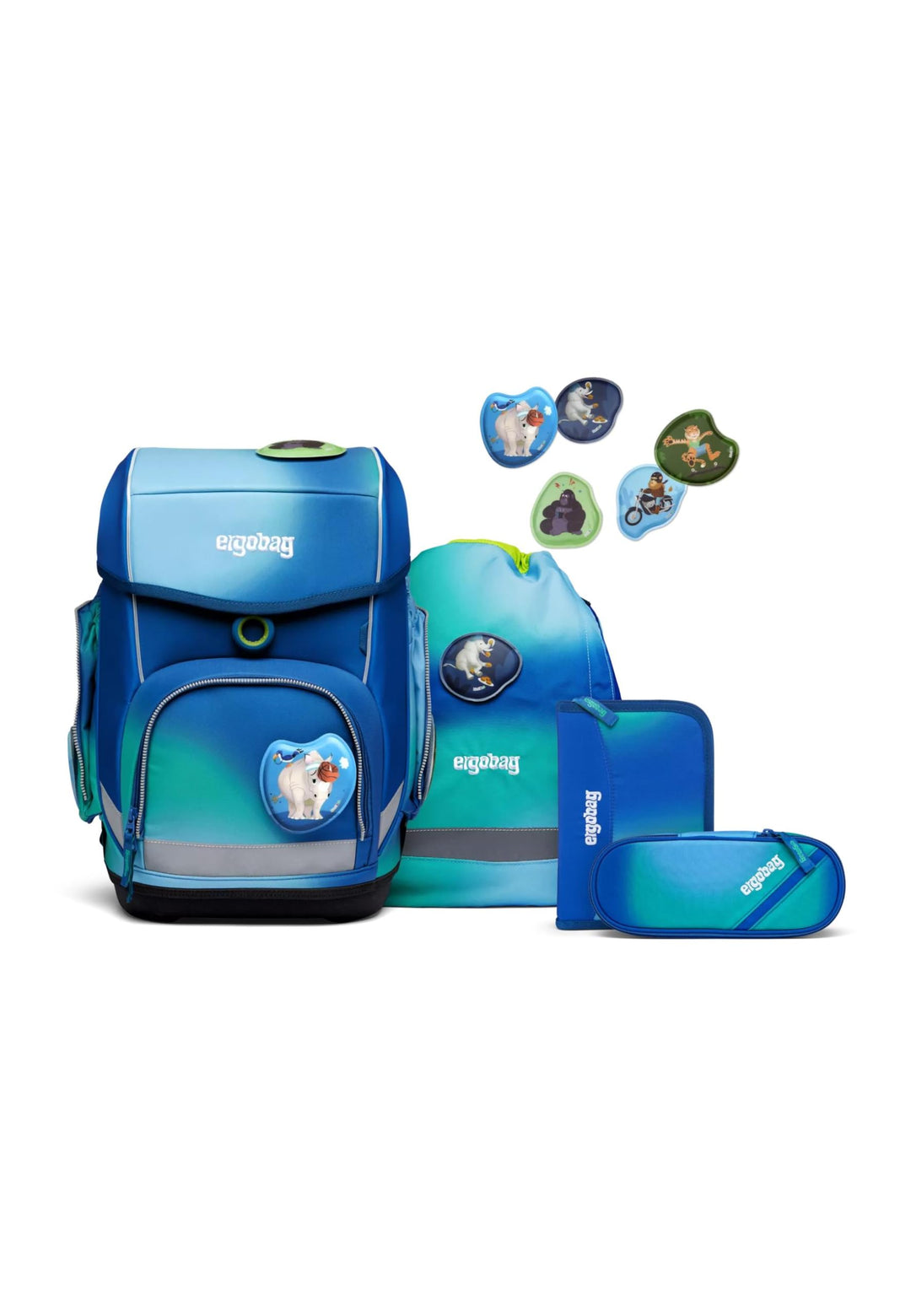 ergobag cubo Set ergonomischer Schulrucksack Klassisch 6-teilig 1. Klasse Grundschule, Dschungelfieb