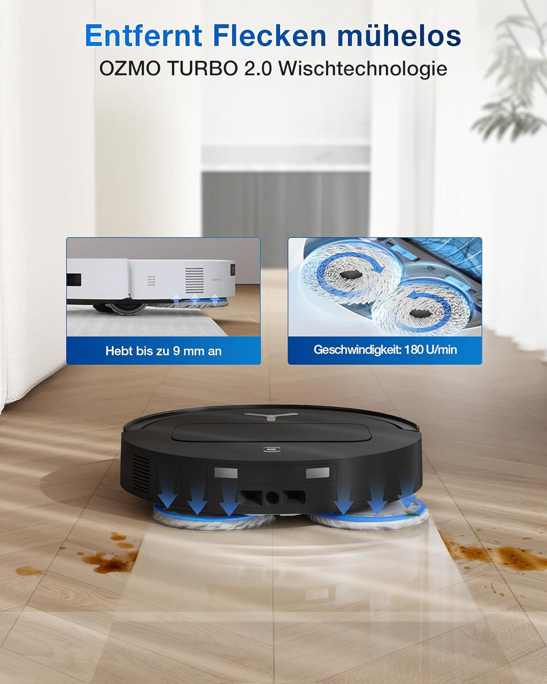 ECOVACS DEEBOT T50 OMNI Gen2 Saugroboter mit Wischfunktion, 21.000 Pa, Ausziehbare Seitenbürste und