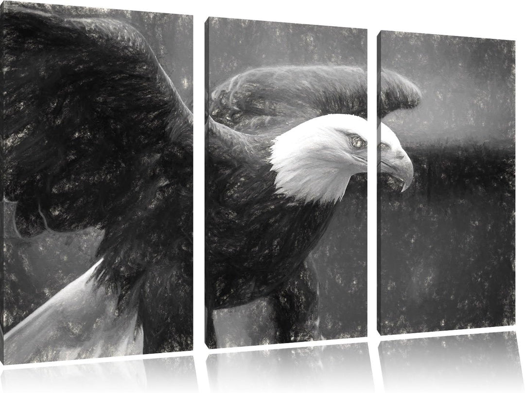 Pixxprint Adler als Leinwandbild/Grösse: 3 Teilig (120x80) cm/Wandbild/Kunstdruck/fertig bespannt