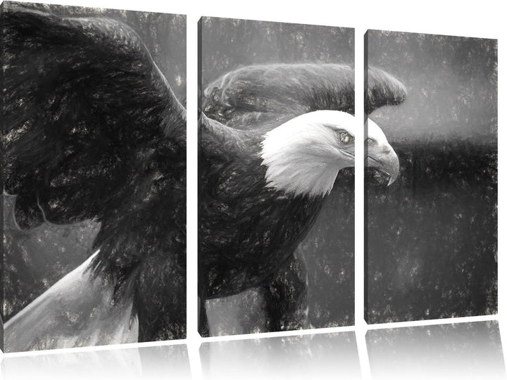 Pixxprint Adler als Leinwandbild/Grösse: 3 Teilig (120x80) cm/Wandbild/Kunstdruck/fertig bespannt