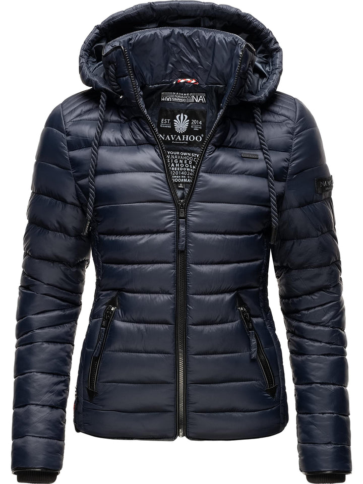 Navahoo Damen leichte Übergangsjacke Steppjacke mit Kapuze Lulana XS-XXL M Navy, M Navy
