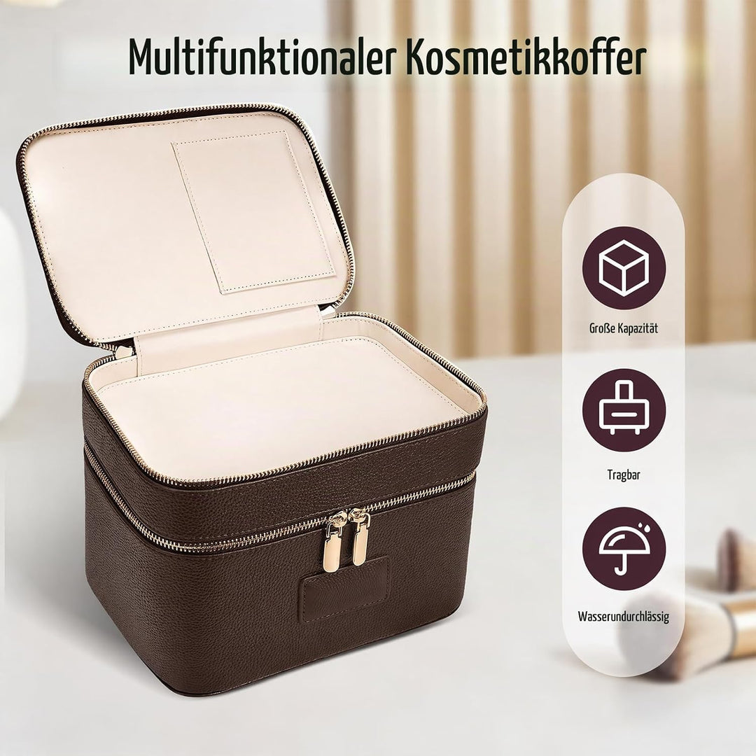 Kosmetiktasche,Kosmetiktasche Damen,Kosmetiktasche Mit Grossem Fassungsvermögen und Zwei Ebenen,Reis