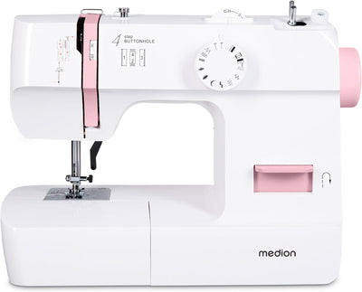 MEDION Nähmaschine SM70 (70 Watt, 12 verschiedene Stichmuster, LED Nählicht, einstellbare Stichlänge