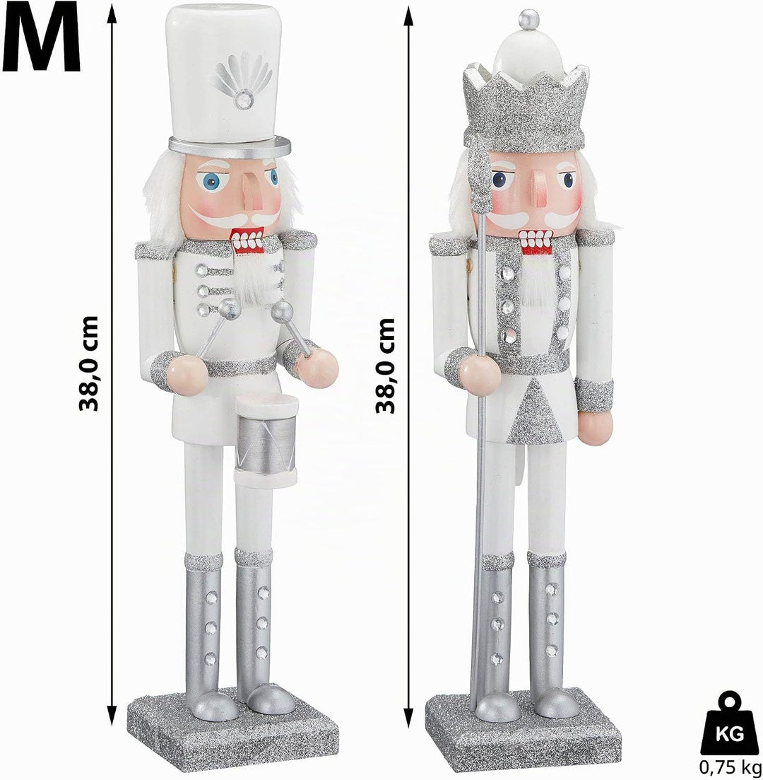 Cepewa Nussknacker aus Holz König + Trommler w/s 38 cm Weihnachtsdeko Figur Erzgebirge Nussbrecher N