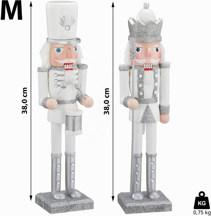 Cepewa Nussknacker aus Holz König + Trommler w/s 38 cm Weihnachtsdeko Figur Erzgebirge Nussbrecher N