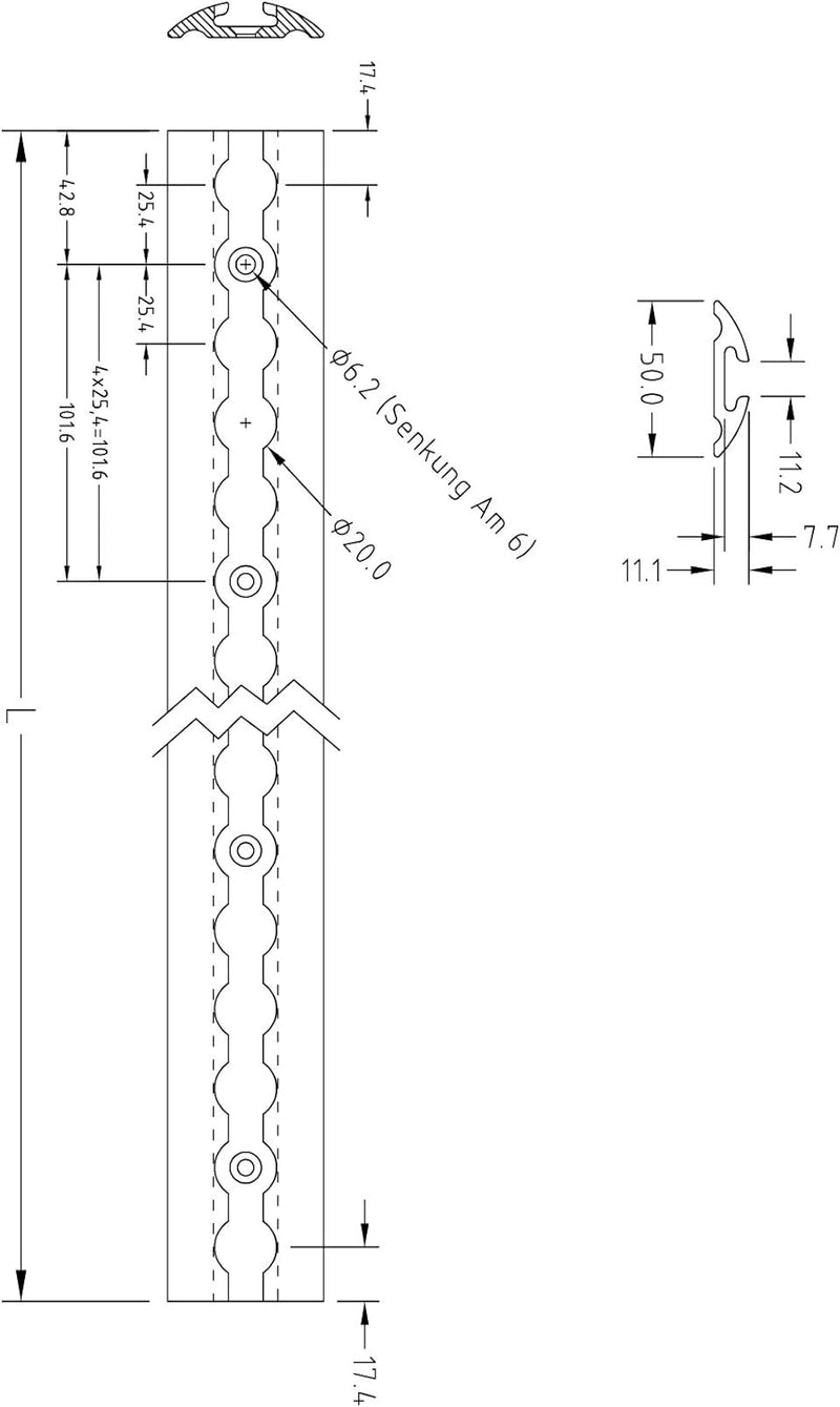 NTG 2 x 1 m Alu Airlineschiene, halbrunde Form m. Bohrungen m. Fittingen -Spar-Set- | Ladungssicheru