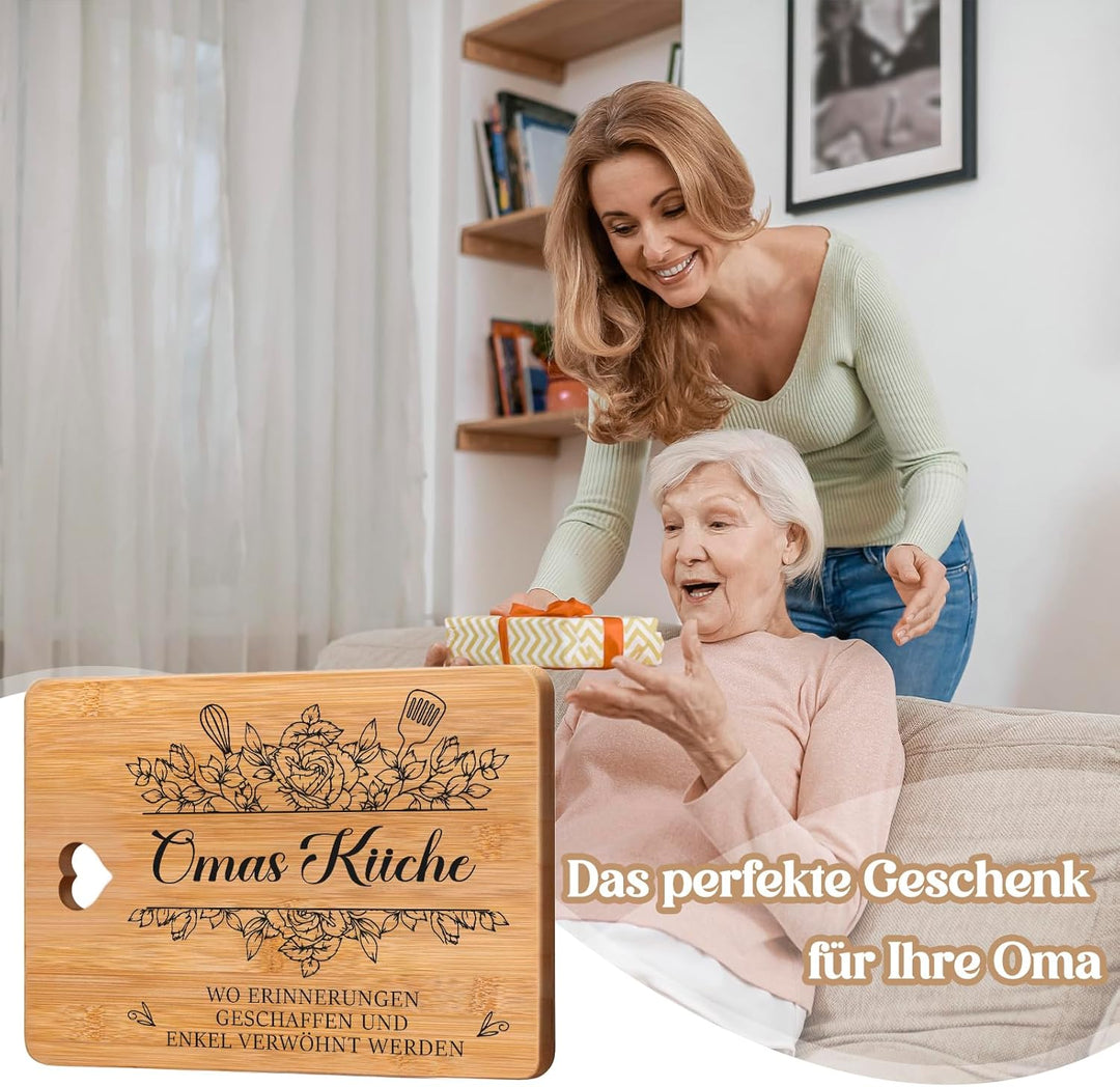 Apjielop Oma Geschenk - Bambus Schneidebrett Geschenk für Oma, Geschenk Oma Geburtstag, Oma Geschenk