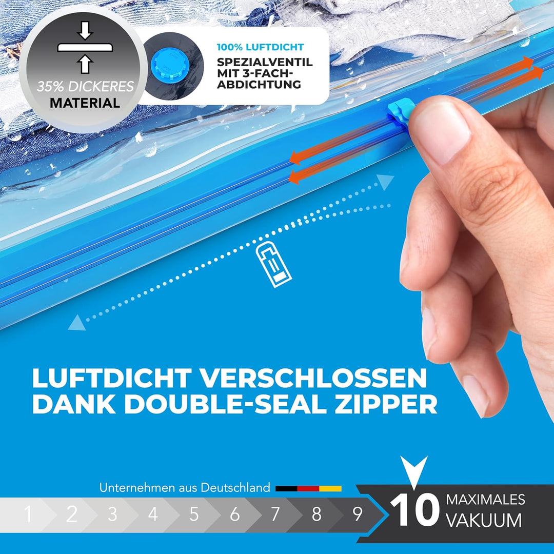 Vakuumbeutel für Bettdecken XXL [6 Stück] (90x130 cm) - INKL. ETIKETTEN - Jumbo Vakuumtüten für Klei