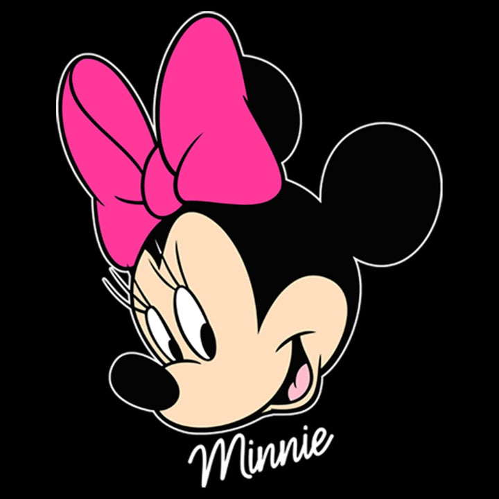 Disney Characters Minnie Big Face Boy's Hooded Pullover Fleece, Black, Small