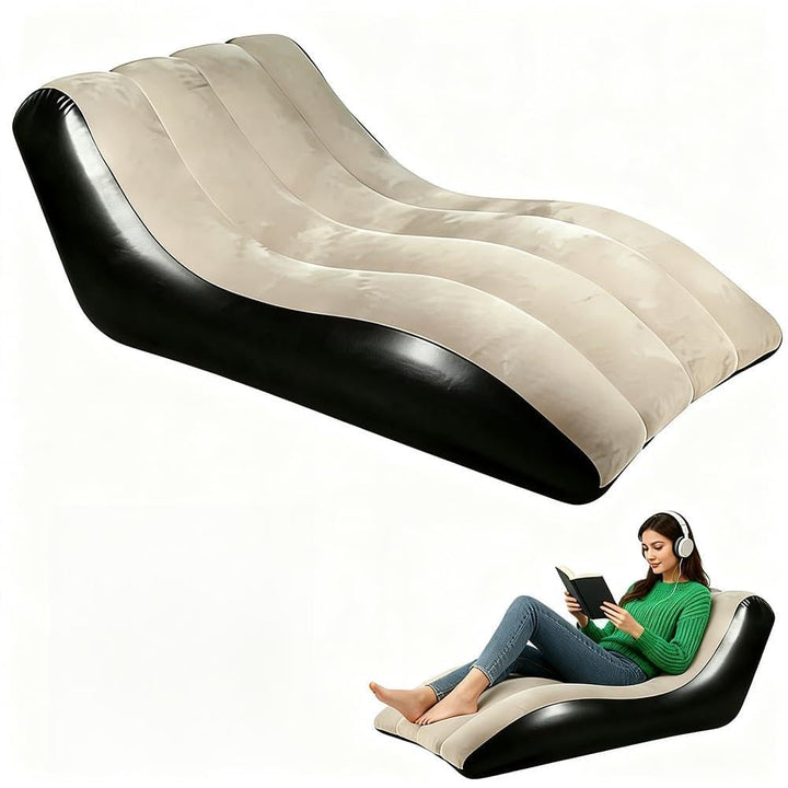 Aufblasbares Sofa mit Flockoberfläch, Tragbare Aufblasbarer Sessel, Wasserdichtes Luftsofa Aufblasba