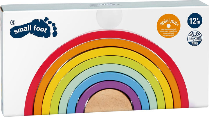 Small Foot Holzbausteine Grosser Regenbogen aus Holz, Stapelspiel für Feinmotorik, ab 12 Monaten, 69