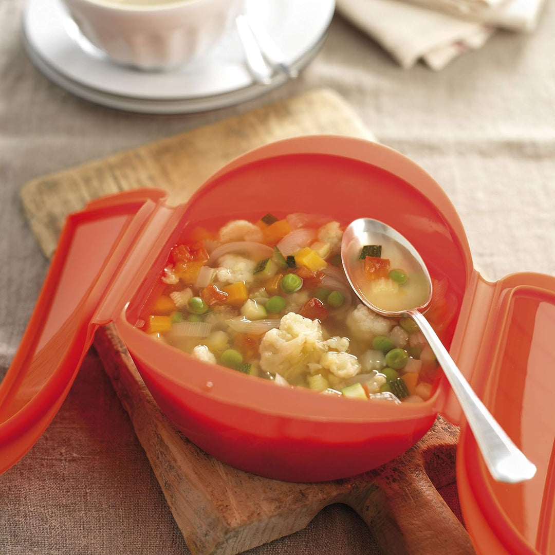 Lékué Ogya rojo Dampfbox XL in rot, Kunststoff, 1000 ml Rot 15x10x8 cm Dampftiefe Tasche, Rot 15x10x