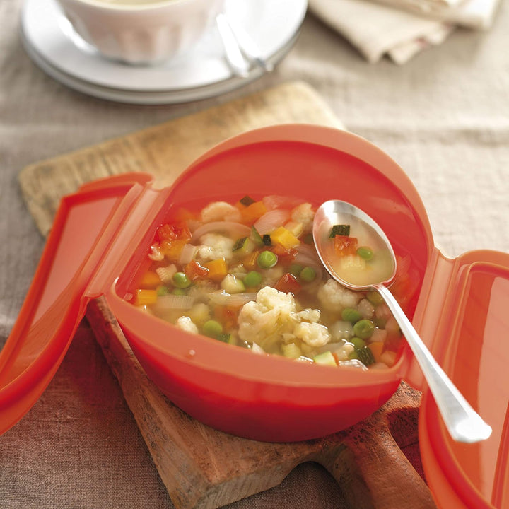 Lékué Ogya rojo Dampfbox XL in rot, Kunststoff, 1000 ml Rot 15x10x8 cm Dampftiefe Tasche, Rot 15x10x