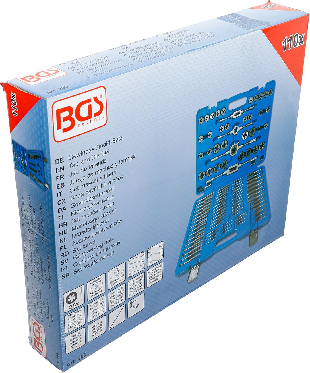 BGS 900 | Gewindeschneid-Satz | 110-tlg. | metrisch / Zoll | speziell für Feingewinde 110-tlg. | met