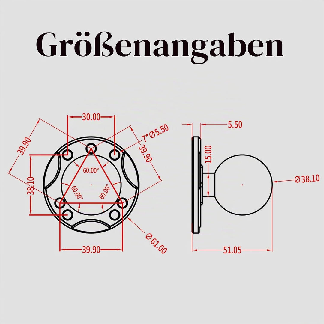 BRCOVAN 1,5'' Kugelhalterung mit Aluminiumlegierung AMPS-Loch Runder Plattenbasis, Kompatibel mit RA