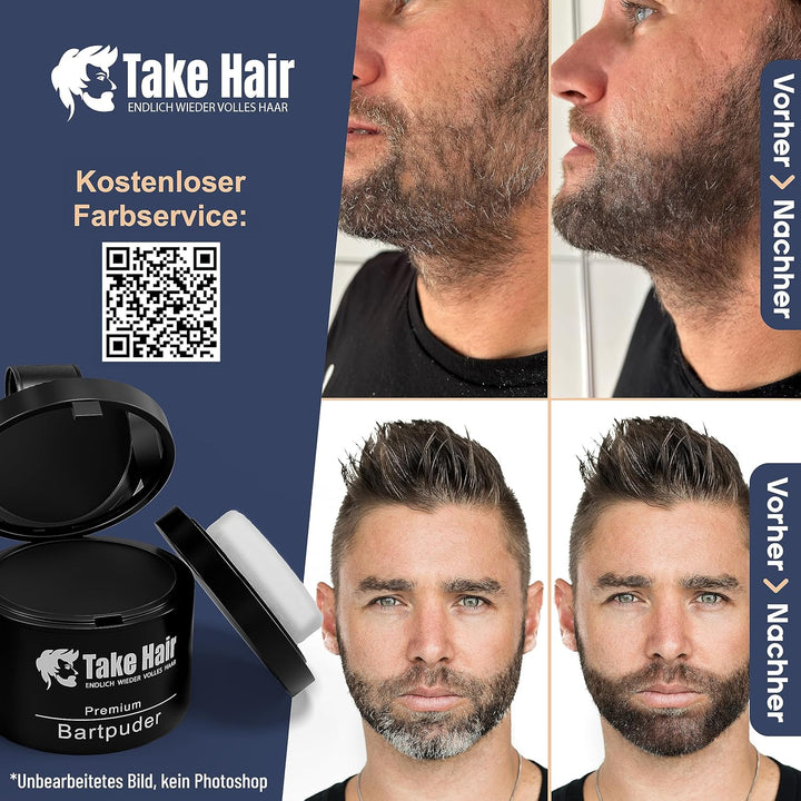 Take Hair Bartfärbemittel I 100% wasserfest I 4g Bartpuder für einen volleren Bart, Bartfärbemittel