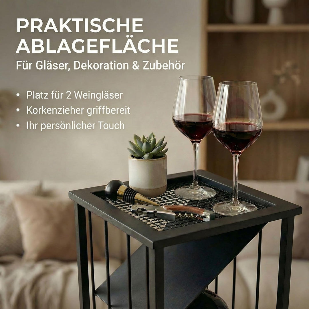 DanDiBo Weinregal Metall Schwarz Stehend 96693 Flaschenregal Weinständer Flaschenhalter Schmal Moder