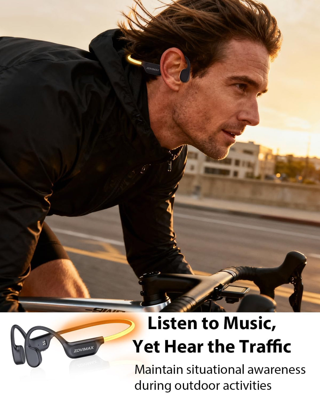 Knochenschall Kopfhörer Bluetooth 6.0 mit LED-Sicherheitslicht, Open Ear Sportkopfhörer Bluetooth mi