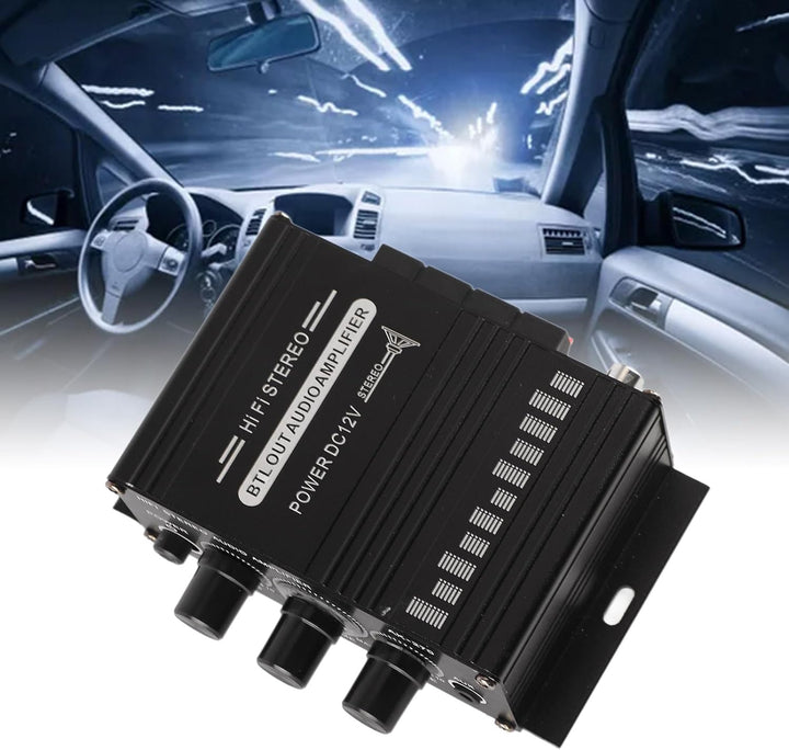 HERCHR Auto-Verstärker, Stereo-Verstärker, 12 V, Tragbar, Klare Klangqualität, Mini-Verstärker, Auto