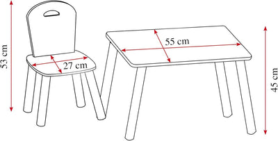 Kesper| Kindertisch mit 2 Stühlen, Material: Faserplatte, Masse: 55 x 55 x 45 cm, Farbe: Weiss | 177