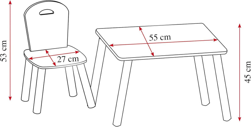 Kesper| Kindertisch mit 2 Stühlen, Material: Faserplatte, Masse: 55 x 55 x 45 cm, Farbe: Weiss | 177