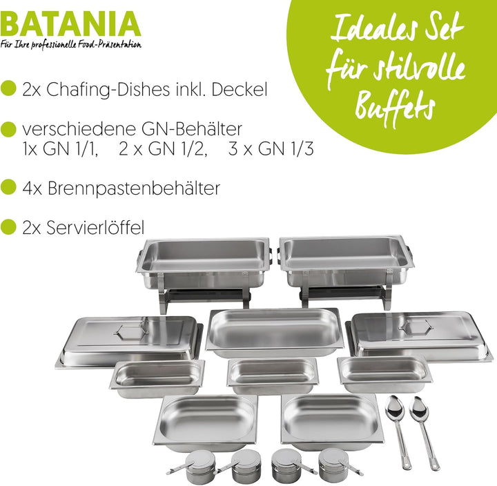 Batania 2 Chafing Dish/Speisewärmer 14 teilig Exklusiv