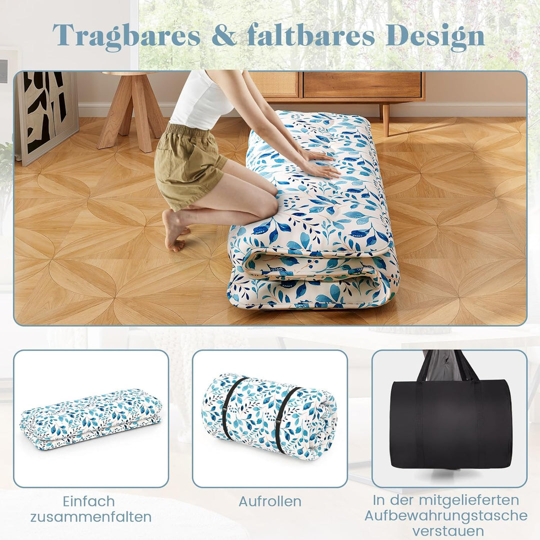 COSTWAY Japanische Futon Matratze, Tatami-Matte, Bodenmatratze, Klappmatratze mit waschbarem Bezug,