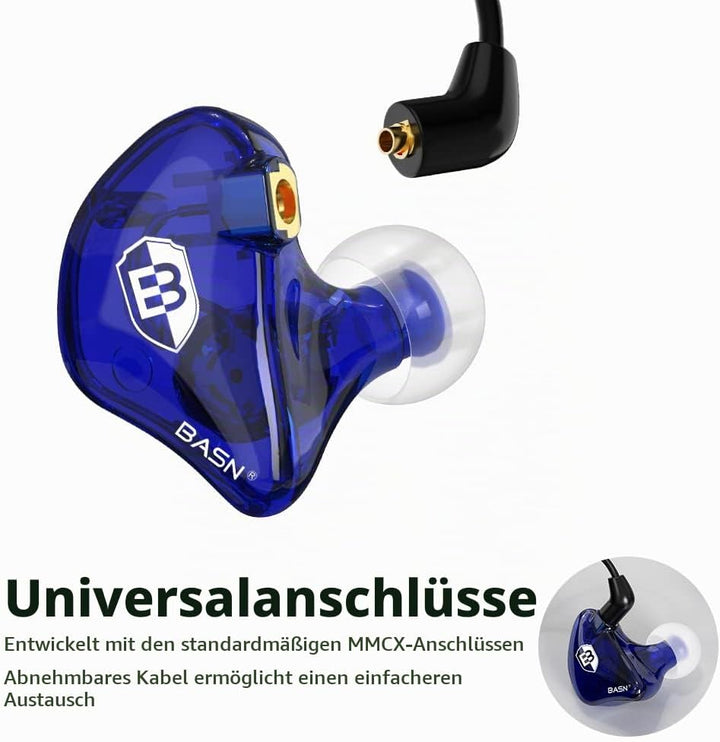 BASN Bsinger In-Ear-Monitore Geräuschisolierende Kopfhörer, Dual-dynamische Treiber High Definition
