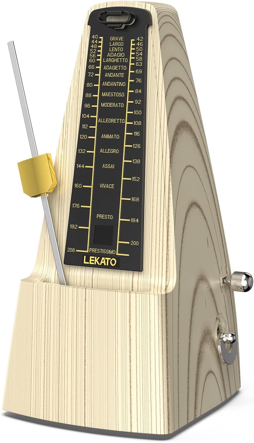 LEKATO Mechanisches Metronom mit metallenes Getriebe, Universales Metronom mit Glocke für Klavier Gi