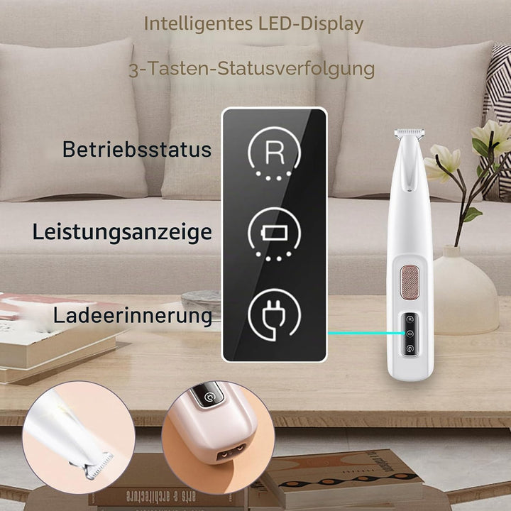 JIMACRO Pfotentrimmer für Hunde, Pfotentrimmer mit LED Licht Wasserdicht Hundeschermaschine Leise fü