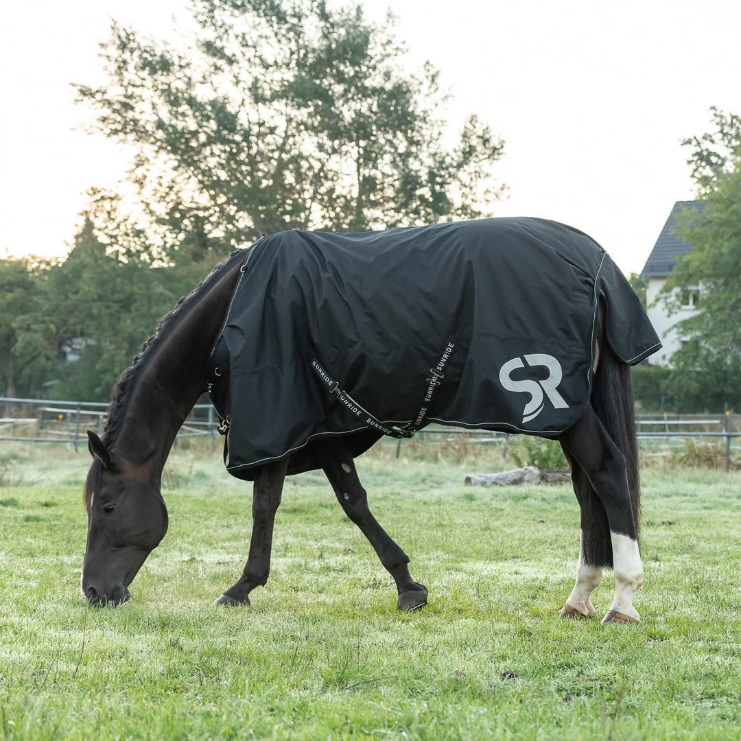 SUNRIDE Regendecke 50g für Pferde (Dublin) mit Unterdecken kombinierbar - für Extreme Wetterbedingun