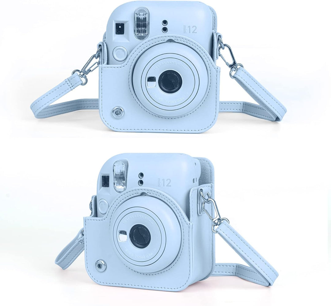Crefotu Tasche Hülle mit 256 Taschen Fotoalbum für für Fujifilm Instax Mini 12 Sofortbildkamera (Bla