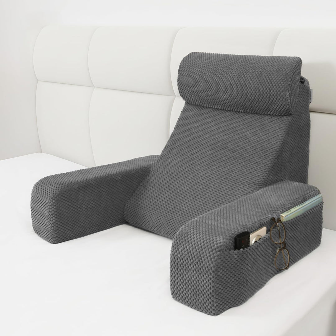 Vekkia 19" Lesekissen für Bett und Sofa, Lesekissen mit Rückenlehne für Erwachsene, Armlehnen, Gross