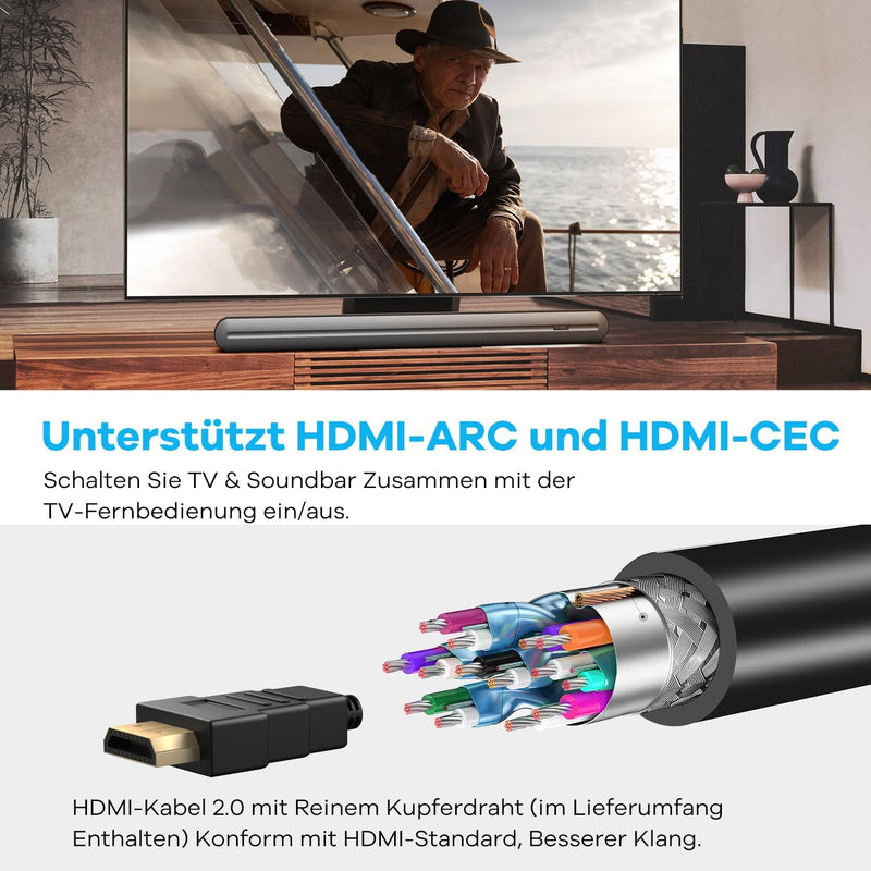 Heymell Soundbar 2.1 150W Soundbar für TV Geräte, 6X Lautsprecher TV Soundbar Dialog-Verbesserer, kl