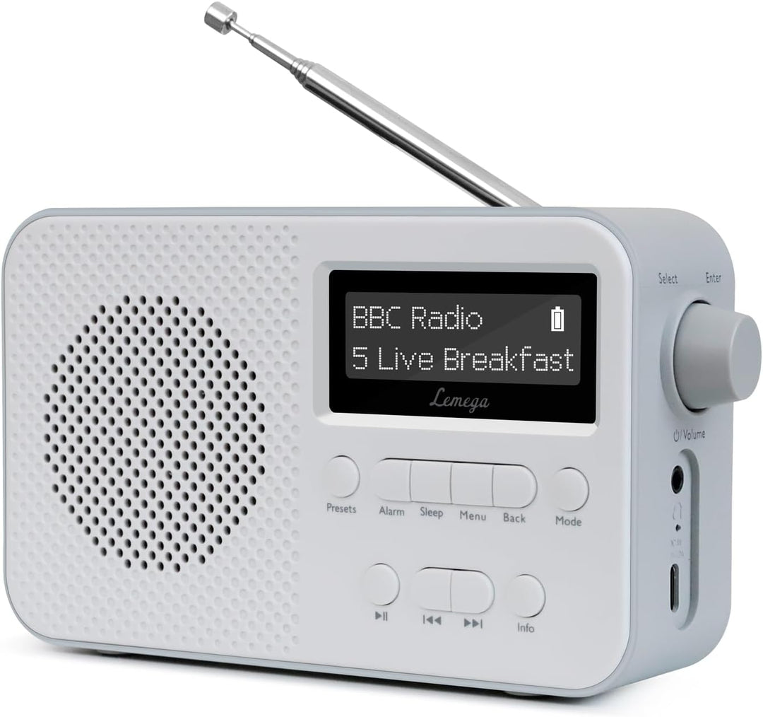 DAB-Radio mit Bluetooth I Kleines wiederaufladbares Digitalradio I 15 Stunden Wiedergabe I Radioweck