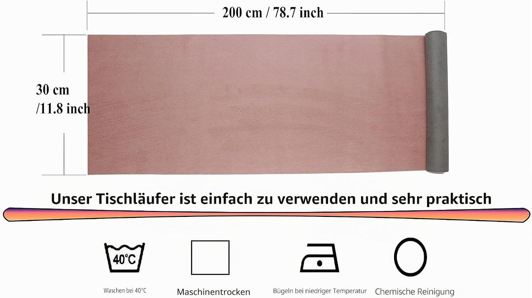 Dekoratives Tischläufer für Esstisch, Abwaschbar | Maschinenwaschbar, Doppelseitig zweifarbig, edle