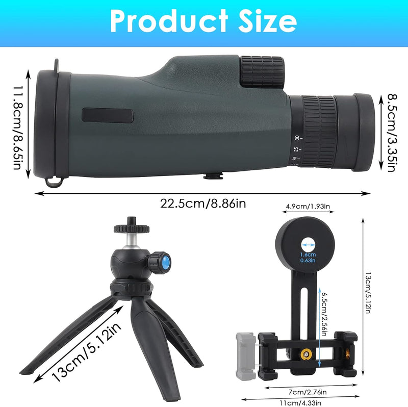 Optischer Zoom Monokular Teleskop 10-30x50, HD Monokular Fernrohr Wasserdichtes mit Smartphone Halte