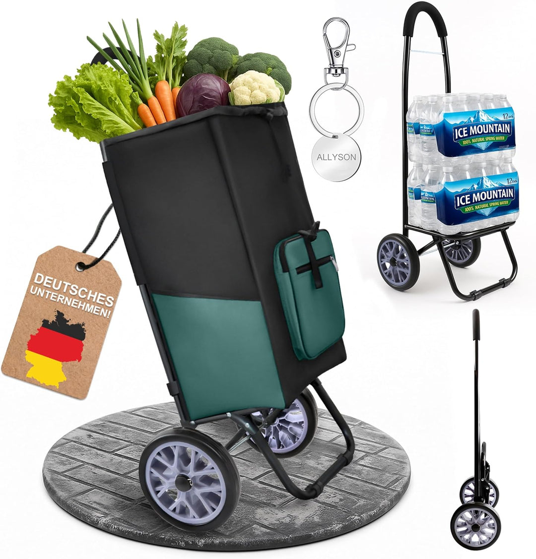 Allyson Einkaufstrolley klappbar – grosser 45L Shopping Trolley mit geräuschlosen Rädern, wasserdich