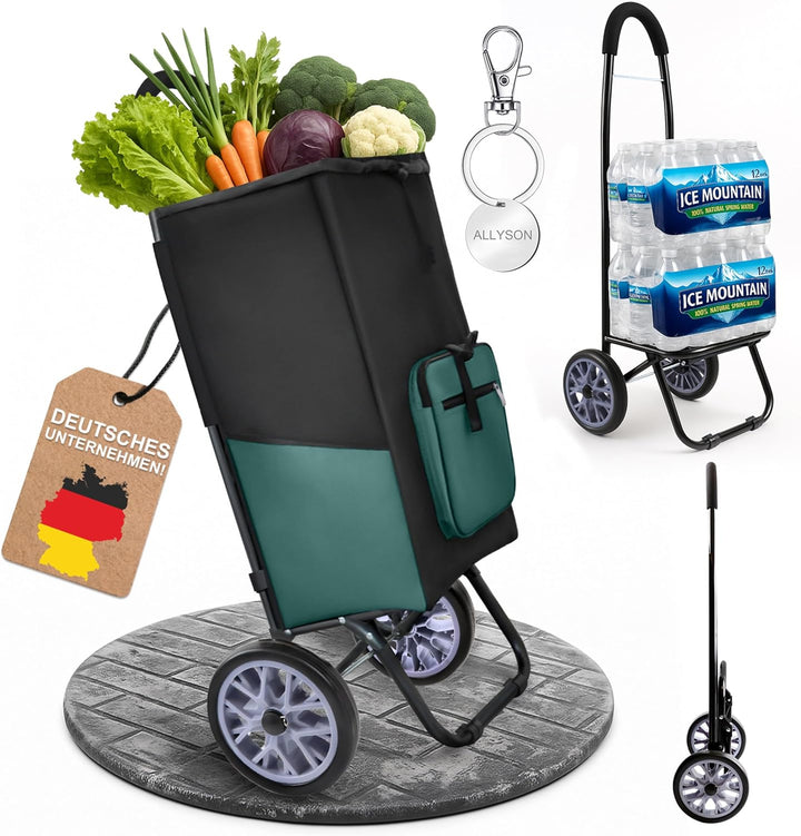 Allyson Einkaufstrolley klappbar – grosser 45L Shopping Trolley mit geräuschlosen Rädern, wasserdich