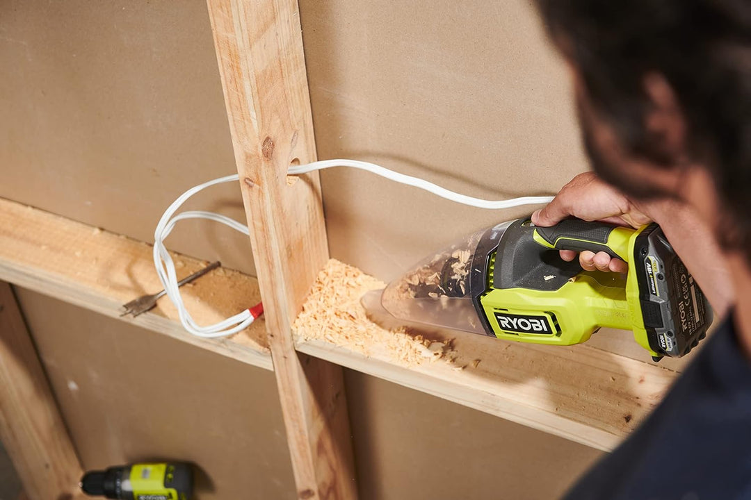 RYOBI 18 V ONE+ Akku-Handsauger RHV18-0 (bis zu 1.450 l/min Luftstrom, 600-ml-Staubbehälter, 34 Air