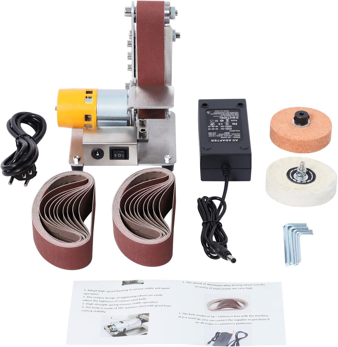 Elektrischer Bandschleifer, Mini bandschleifmaschine,7-Stufig Verstellbar,304 Edelstahl, 4000-9000 U