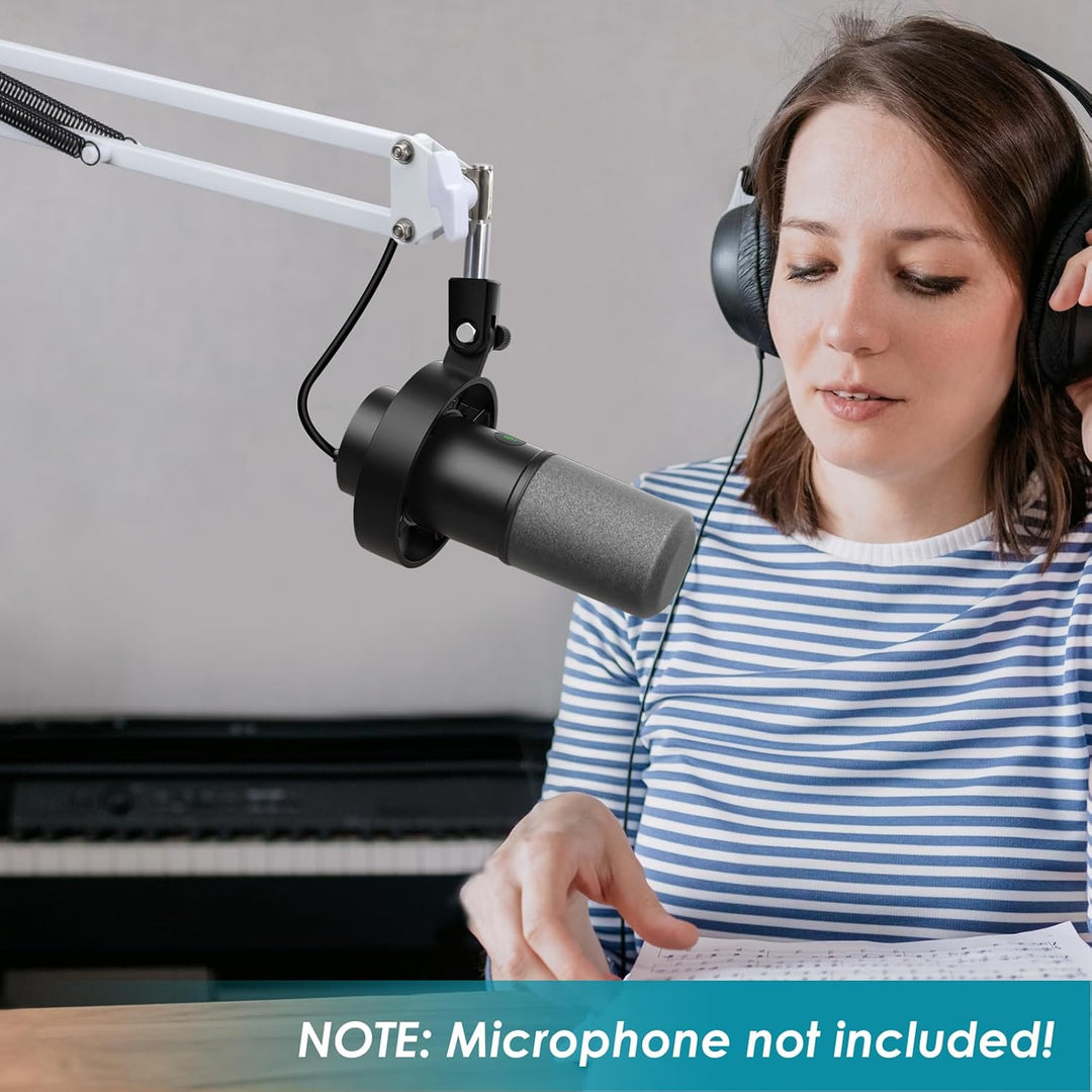 FIFINE K688 Mikrofonarm Weiss - Boom Arm Mikrofon Schwenkarmständer kompatibel mit FIFINE Recording