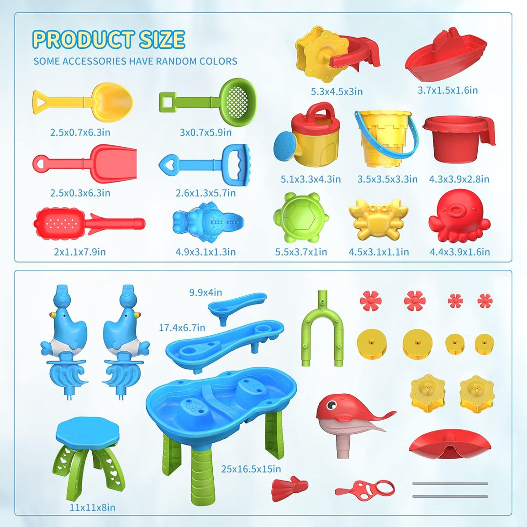 TEMI Wasserspieltisch für Kleinkinder, Sand- und Wassertisch 3-stufiger Outdoor-Spieltisch Sensorik-