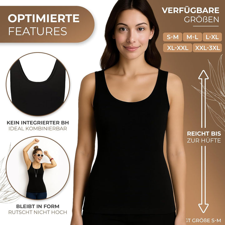 UnsichtBra 3er Pack Shape Damen Unterhemden Longshirt | Basic Wohlfühl Mikrofaser Damen Top ohne Büg