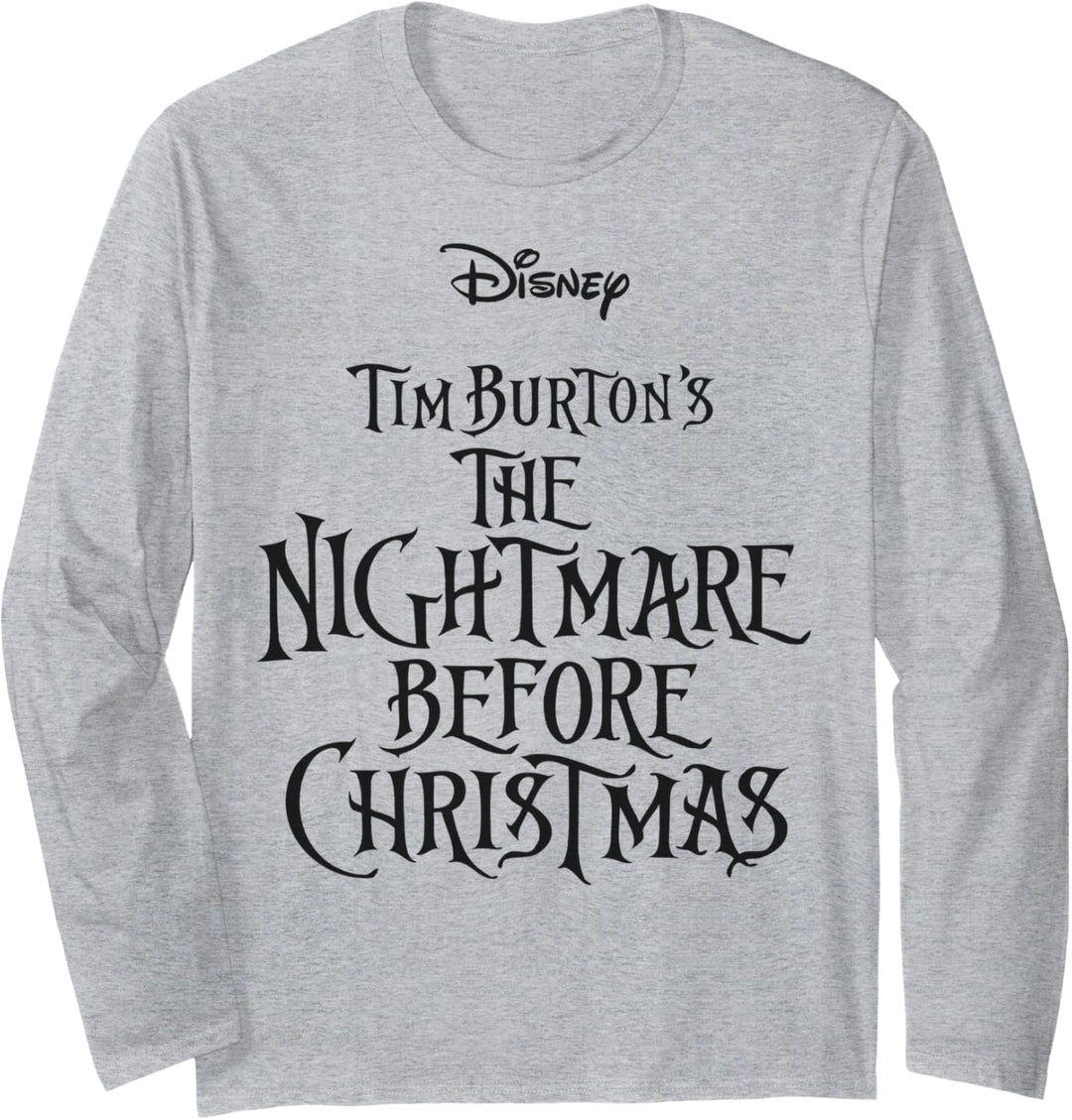 Nightmare Before Christmas Movie Poster Black Text Langarmshirt