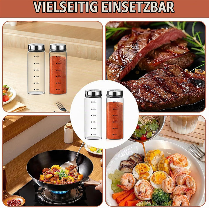 2 grosse Salz und Pfefferstreuer, Salz Pfefferstreuer aus Glas mit verstellbaren Ausgiesslöchern, Sa